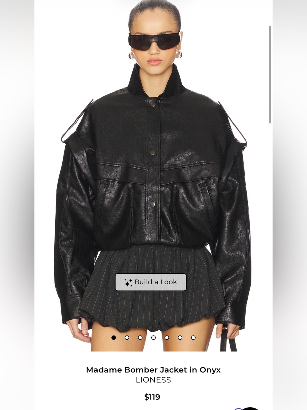 Lioness Onyx Leather Bomber Jacket